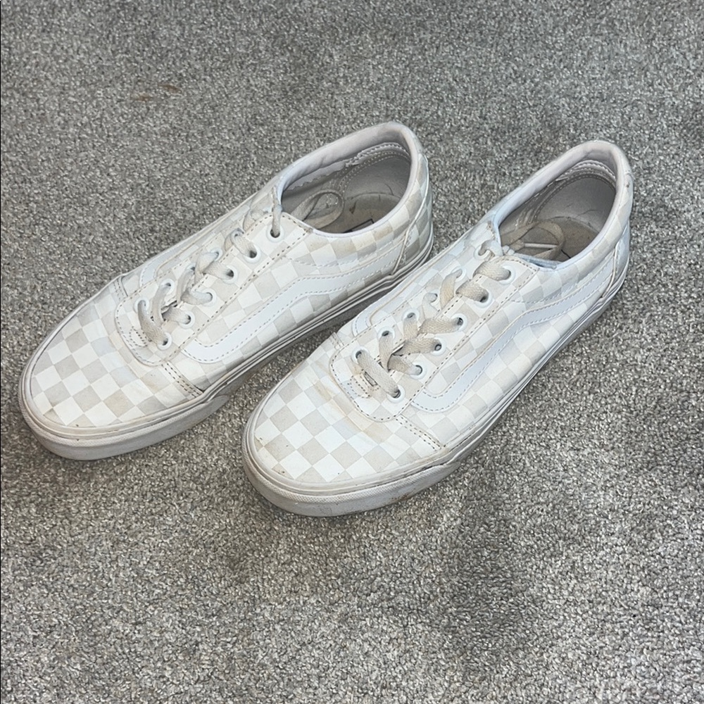 Vans White Checkered Sneakers